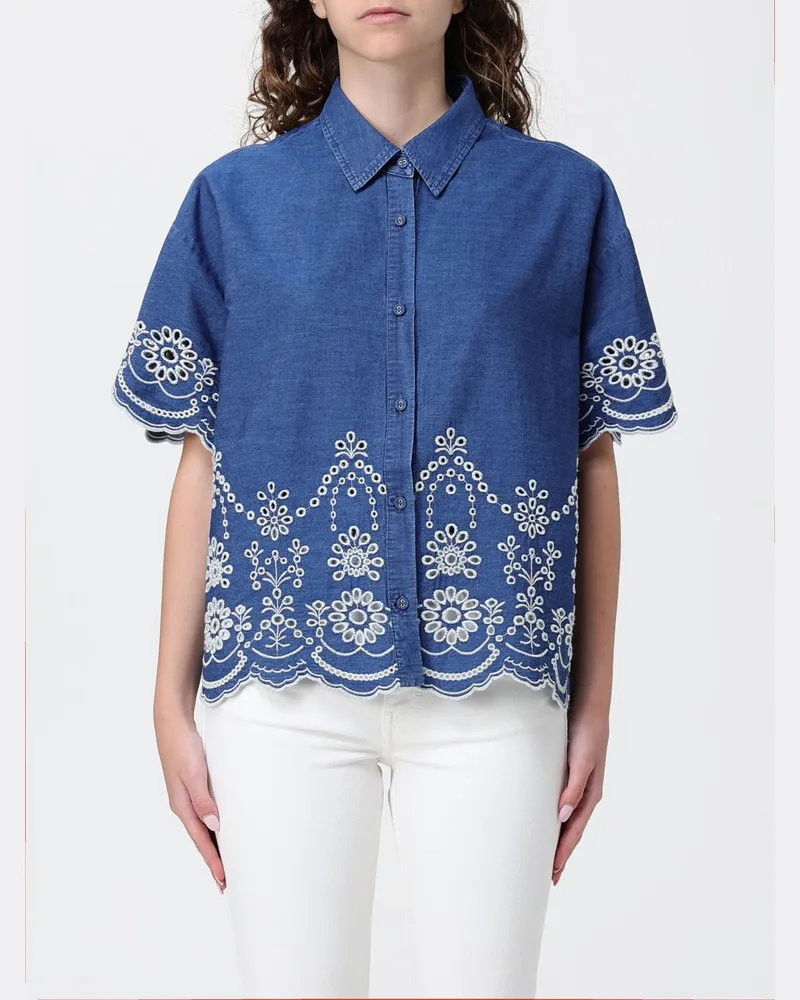 MC2 Saint Barth Baumwollhemd mit Stickereien Denim