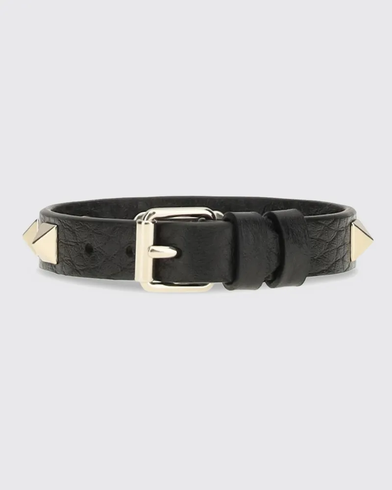Valentino Garavani Rockstud Armband aus genarbtem Kalbsleder Schwarz