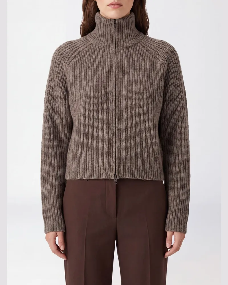 Lisa Yang Rollkragen-Cardigan aus reinem Kaschmir mit Reißverschluss Beige
