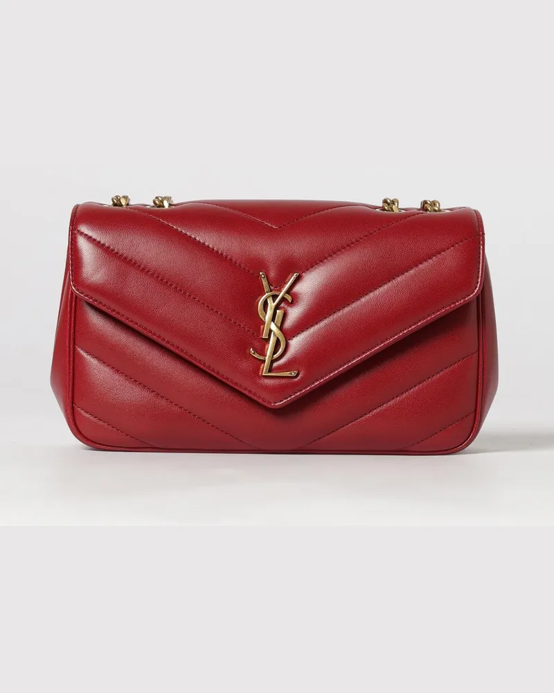 Saint Laurent LouLou Tasche aus gestepptem Chevron-Leder Rot