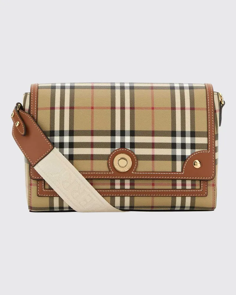 Burberry Kleine Note Umhängetasche aus Vintage Check Canvas und Leder Braun