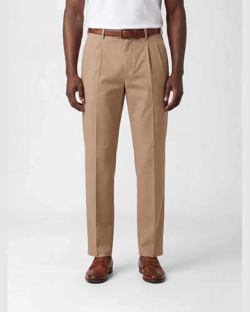Incotex Chino-Hose aus Stretch-Baumwolle und Leinen Braun