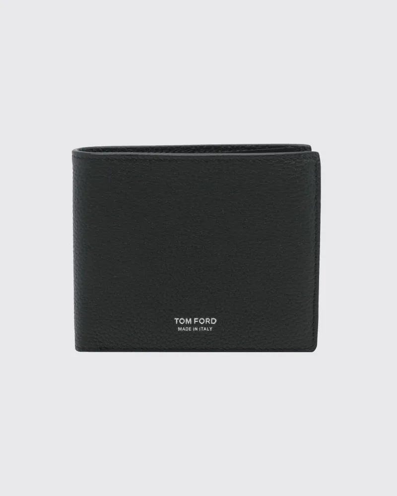 Tom Ford Bifold-Brieftasche von aus genarbtem Kalbsleder mit foliertem Logo Grün