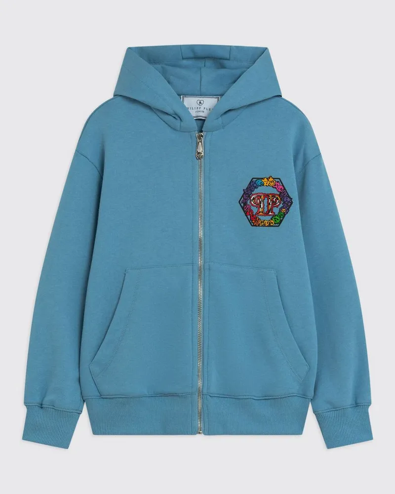 Philipp Plein Kapuzenpullover mit Logo Blau
