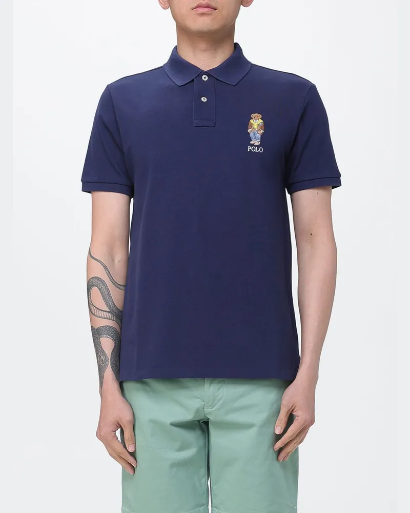 Ralph Lauren Baumwoll-Poloshirt mit Bären-Logo Navy