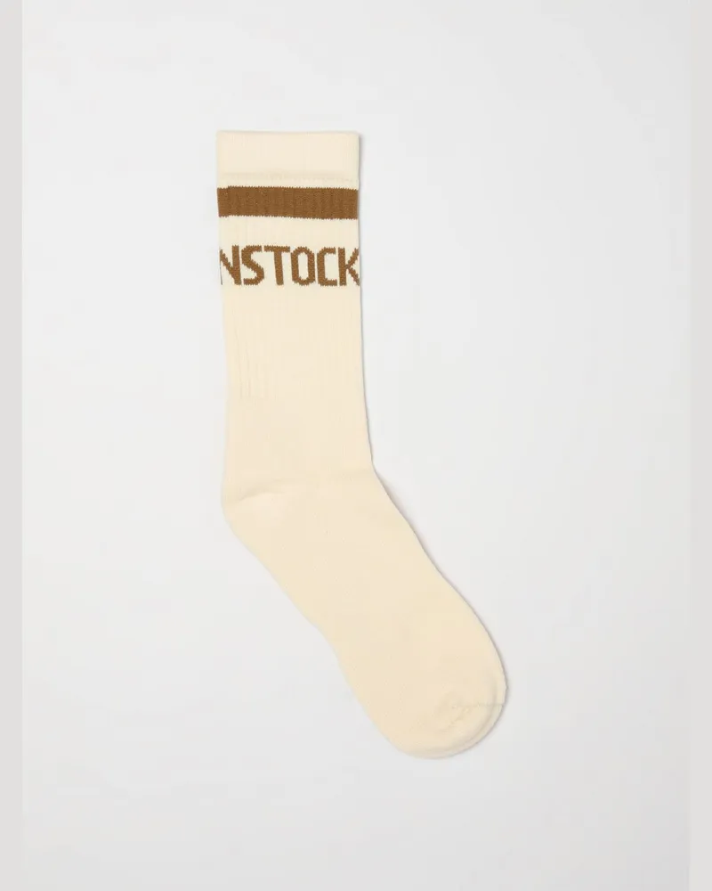 Birkenstock Stretch-Baumwollsocken mit Jacquard-Logo Beige