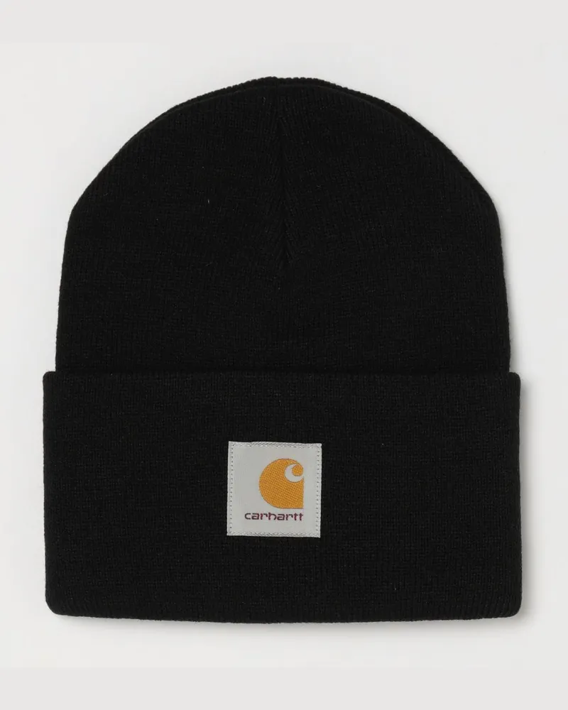 Carhartt WIP Acryl-Beanie mit gesticktem Logo und Umschlag Schwarz