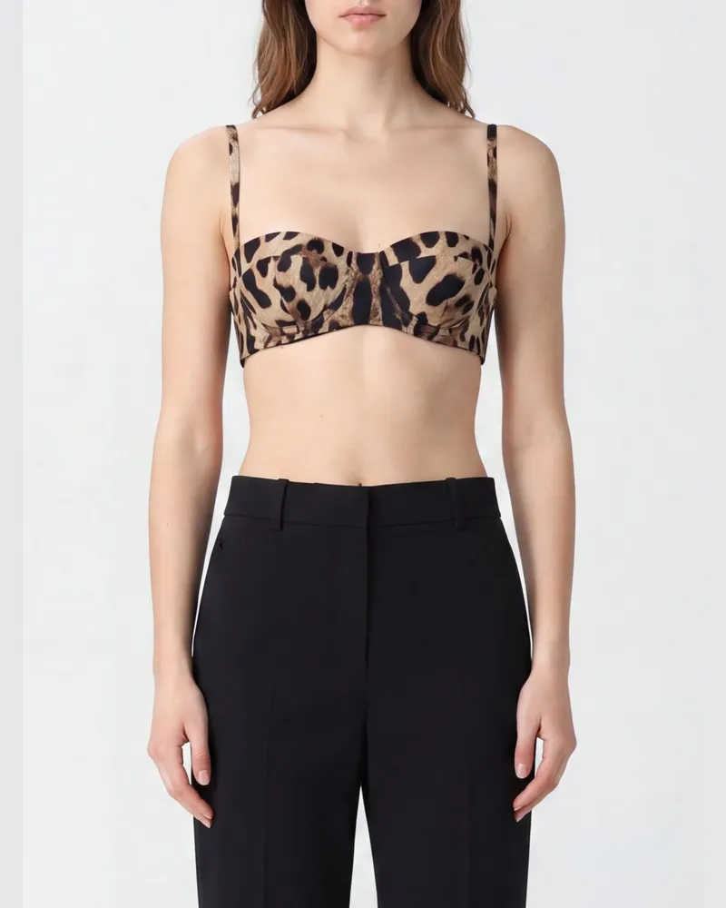 Dolce & Gabbana DOLCE  GABBANA Balconette-Bikini-Oberteil Dolce & Gabbana mit Animal-Print und DG-Logo Savannah