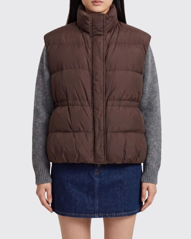 Brunello Cucinelli Wasserabweisende, gesteppte Funktionsweste mit hohem Kragen Braun