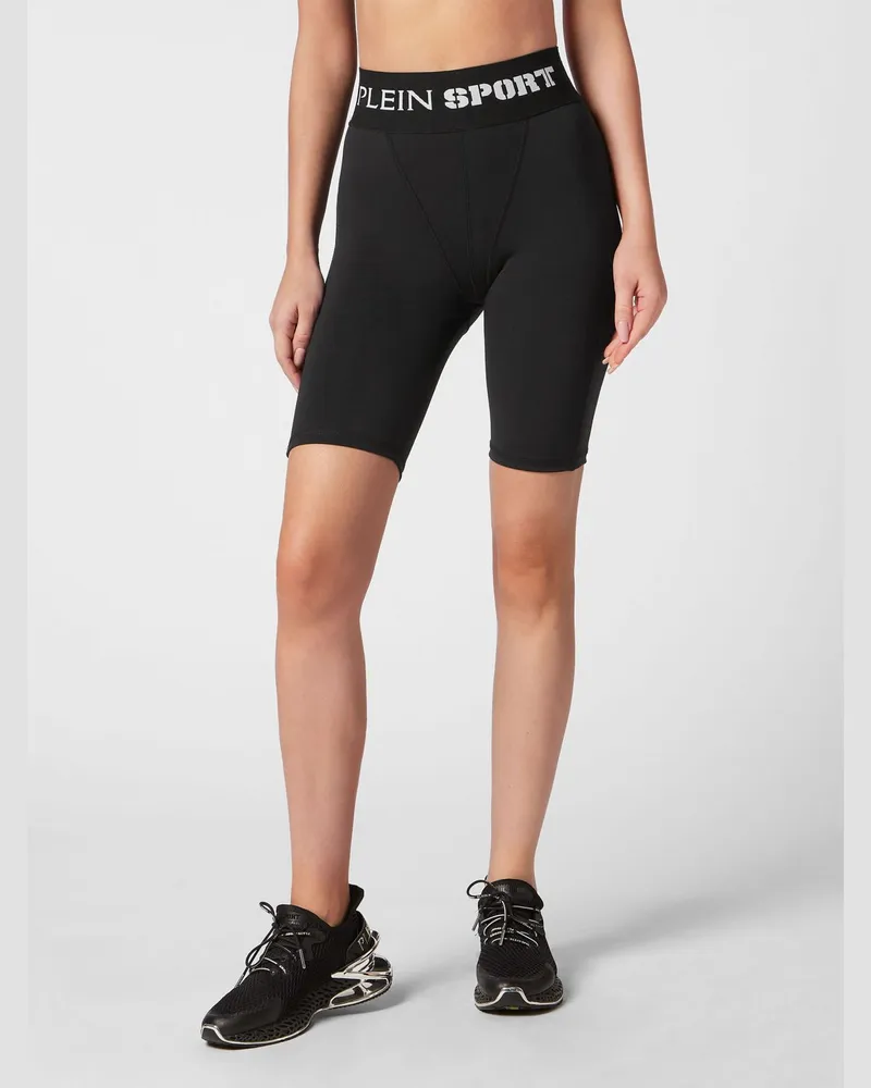 Philipp Plein Hoch taillierte Skinny Fit Biker-Shorts aus technischem Gewebe Schwarz