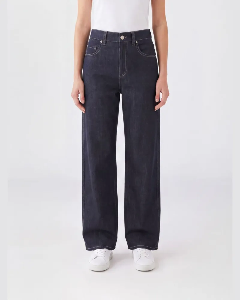 Brunello Cucinelli Hoch taillierte Straight Jeans aus Baumwolldenim Schwarz