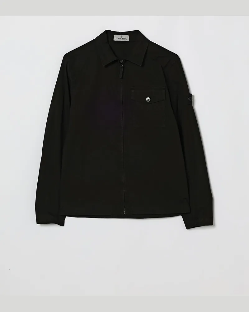 Stone Island Hemd aus Stretch-Baumwolle Schwarz