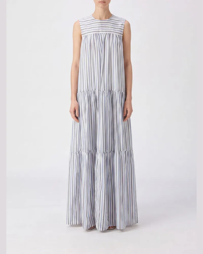Semicouture Luigia Ärmelloses Kleid aus Baumwolle und Seide mit Streifen Braun