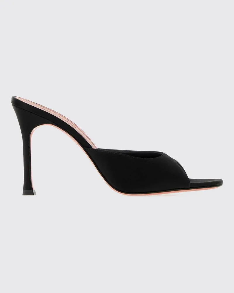 Amina Muaddi Alexa Mules aus Satin mit Stiletto-Absatz Schwarz