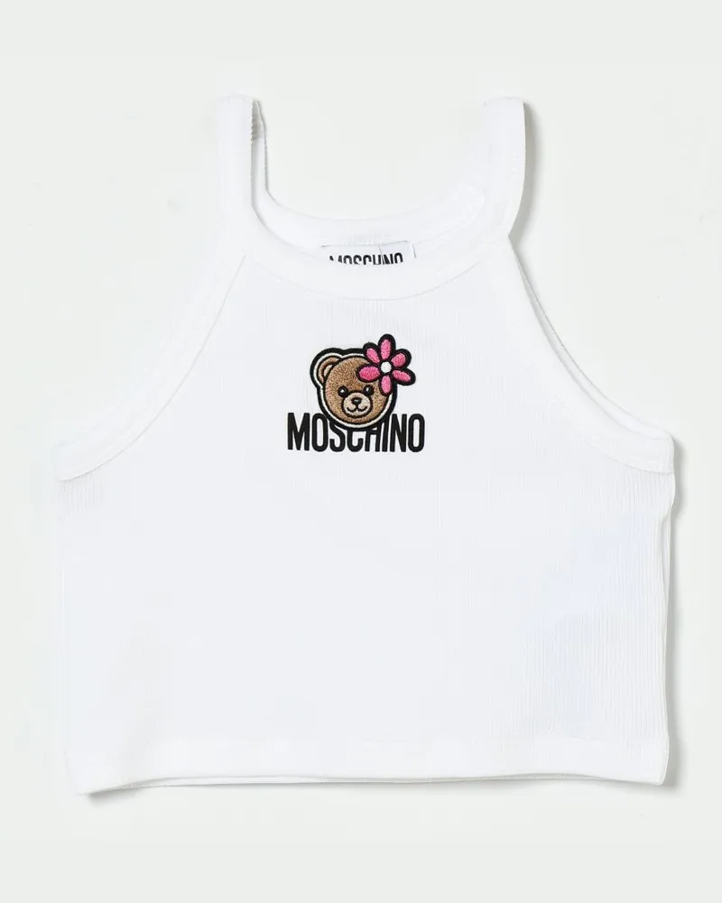 Moschino Teddy Baumwoll-Crop-Top Weiß