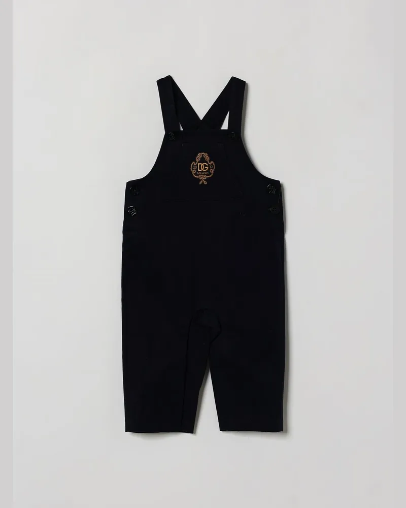 Dolce & Gabbana DOLCE  GABBANA Latzhose aus Baumwolle von Dolce & Gabbana für Jungen mit DG-Monogramm-Stickerei Blau