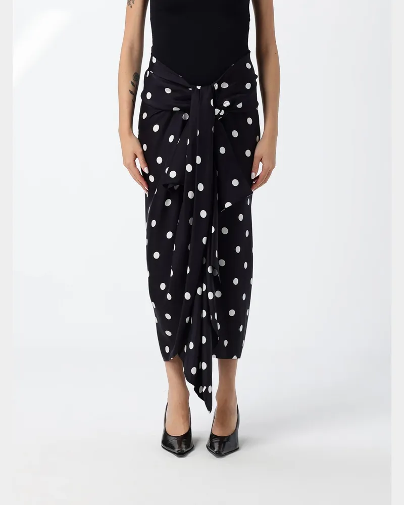 SPORTMAX Midi-Wickelrock aus Seide mit Polka-Dots und Taillenbindung Schwarz