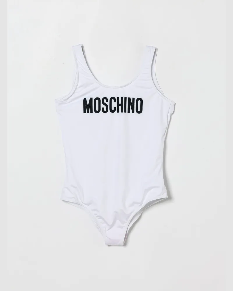 Moschino Logo-Polyester-Badeanzug Weiß