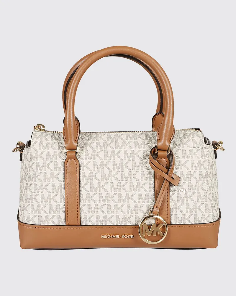 Michael Kors Andie Tasche aus beschichteter genarbter Baumwolle mit MK-Monogramm Weiß