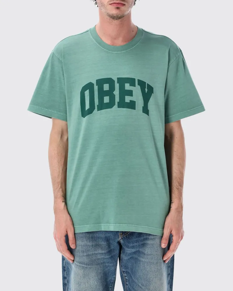 Obey Bedrucktes Baumwoll-T-Shirt Grün