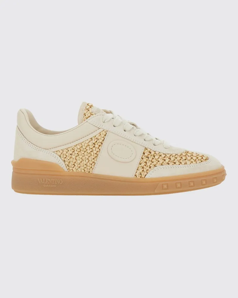 Valentino Garavani Low-Top-Sneakers Upvillage aus Bast und Leder mit VLogo Butter