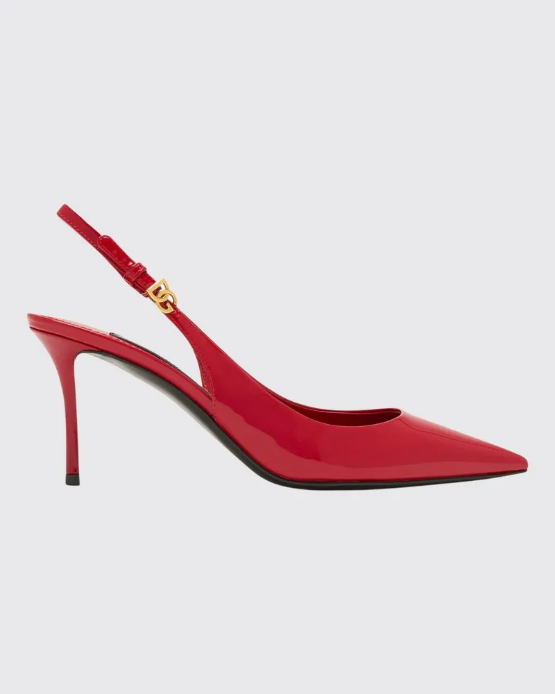 Dolce & Gabbana DOLCE  GABBANA Slingback-Pumps Dolce & Gabbana aus Lackleder mit DG-Logo Rot