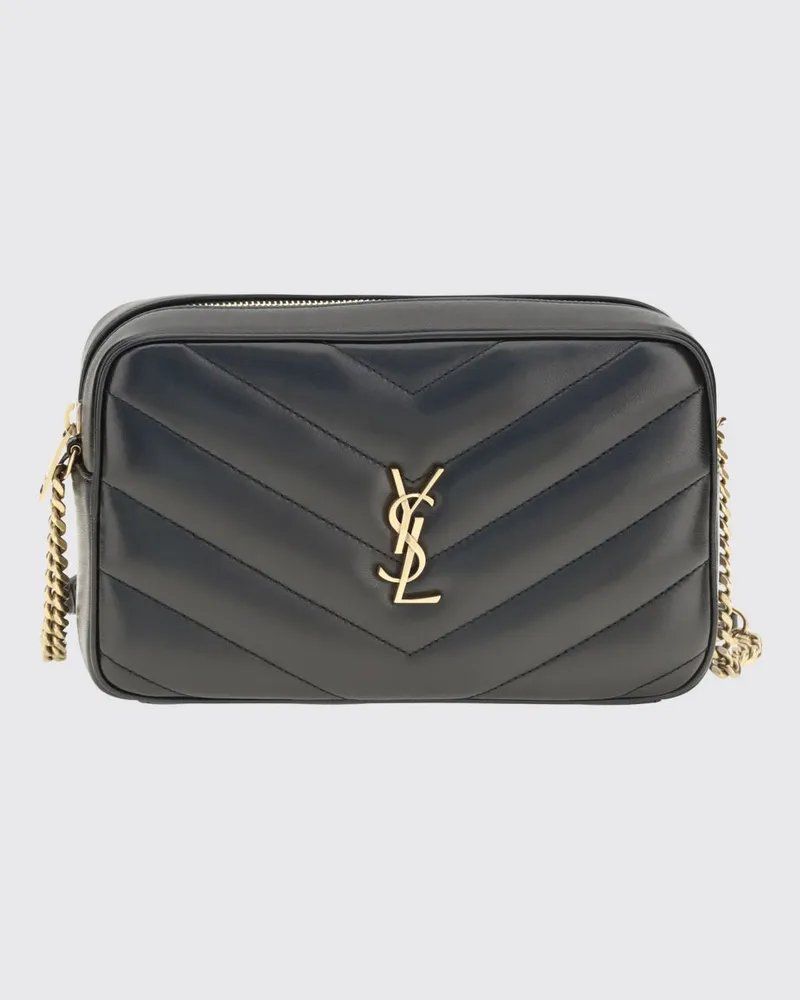 Saint Laurent LouLou Mini-Tasche aus Matelassé-Lammleder mit Monogramm Schwarz