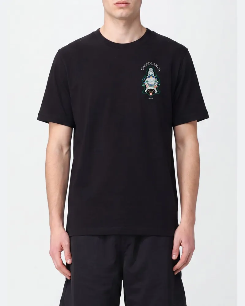 Casablanca Paris Rundhals-T-Shirt aus Bio-Baumwolle mit Logo-Print Schwarz