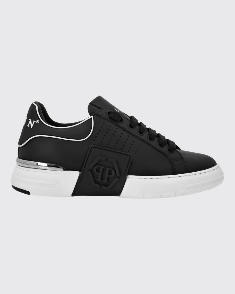 Philipp Plein Leder-Sneakers Schwarz