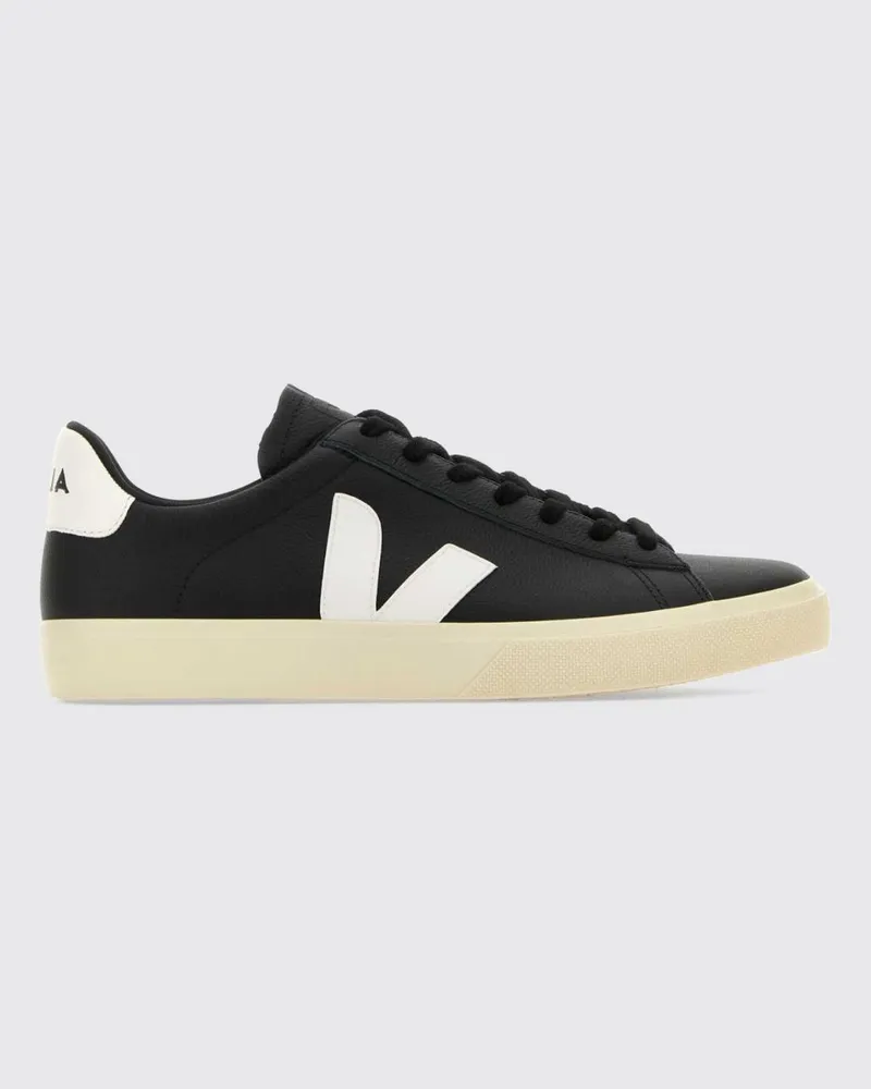 VEJA Campo Sneaker aus nachhaltigem O.T.-Leder mit kontrastierendem V-Logo Schwarz