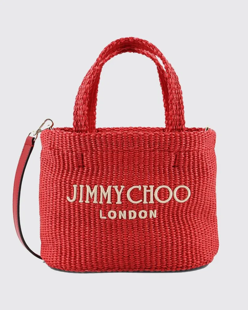 Jimmy Choo Beach Bag aus Bast mit gesticktem Logo Ruby