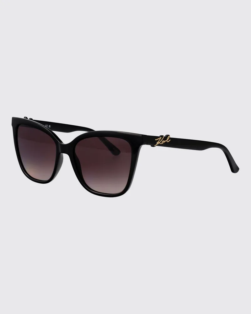 Karl Lagerfeld Vintage-Cat-Eye-Sonnenbrille aus Acetat mit metallischem Logo Schwarz