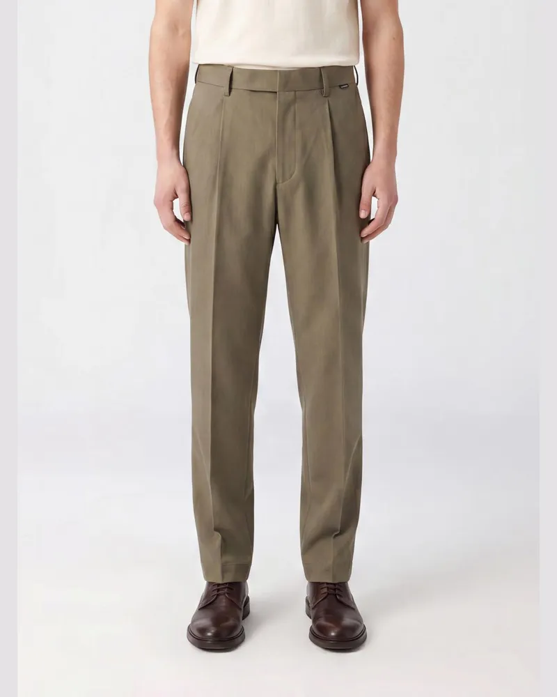 Closed Slim-Fit Anzughose aus Baumwolle mit Bundfalten Grau