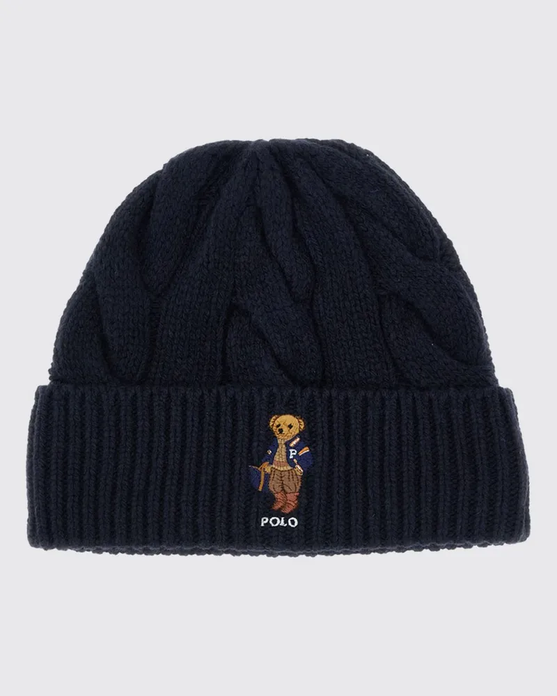 Ralph Lauren Beanie aus Zopfstrick-Wollmischung mit Umschlag Navy