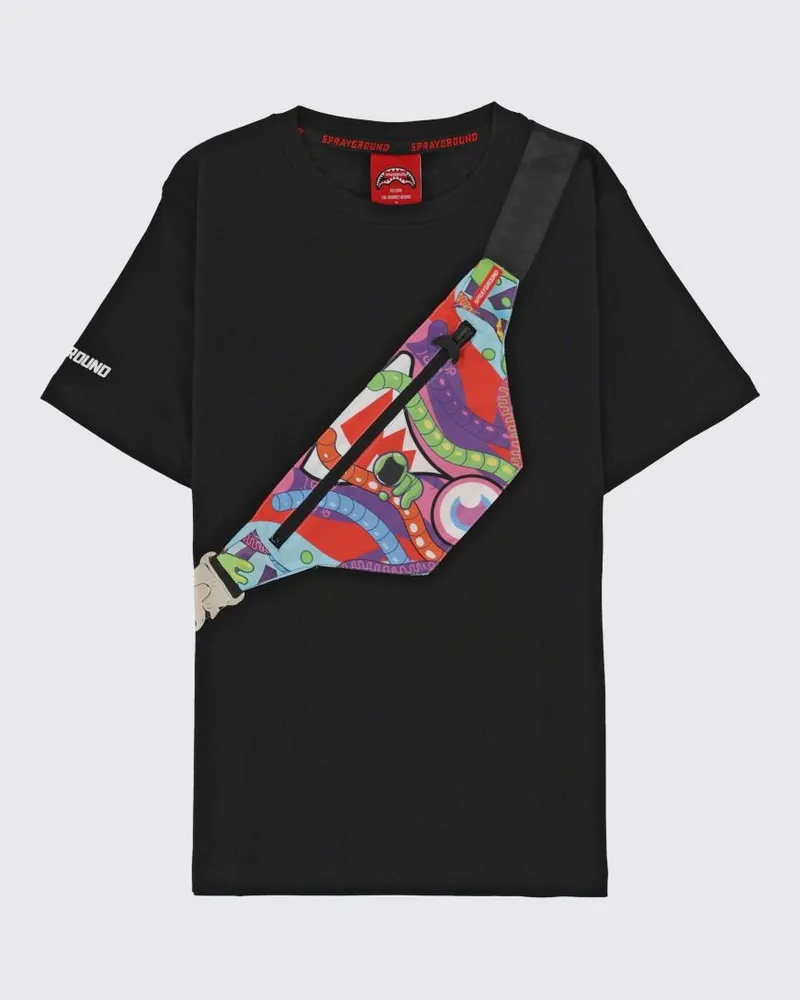 Sprayground Baumwoll-T-Shirt für Jungen mit Grafikdruck und Logo Schwarz