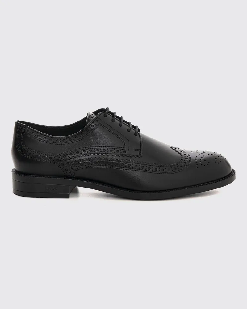 HUGO BOSS Tayil Derby-Schuhe aus Glattleder mit Brogue-Details Schwarz