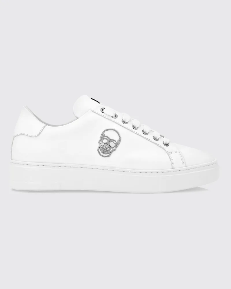 Philipp Plein Low-Top-Sneaker aus Glattleder mit Skull-Print Weiß