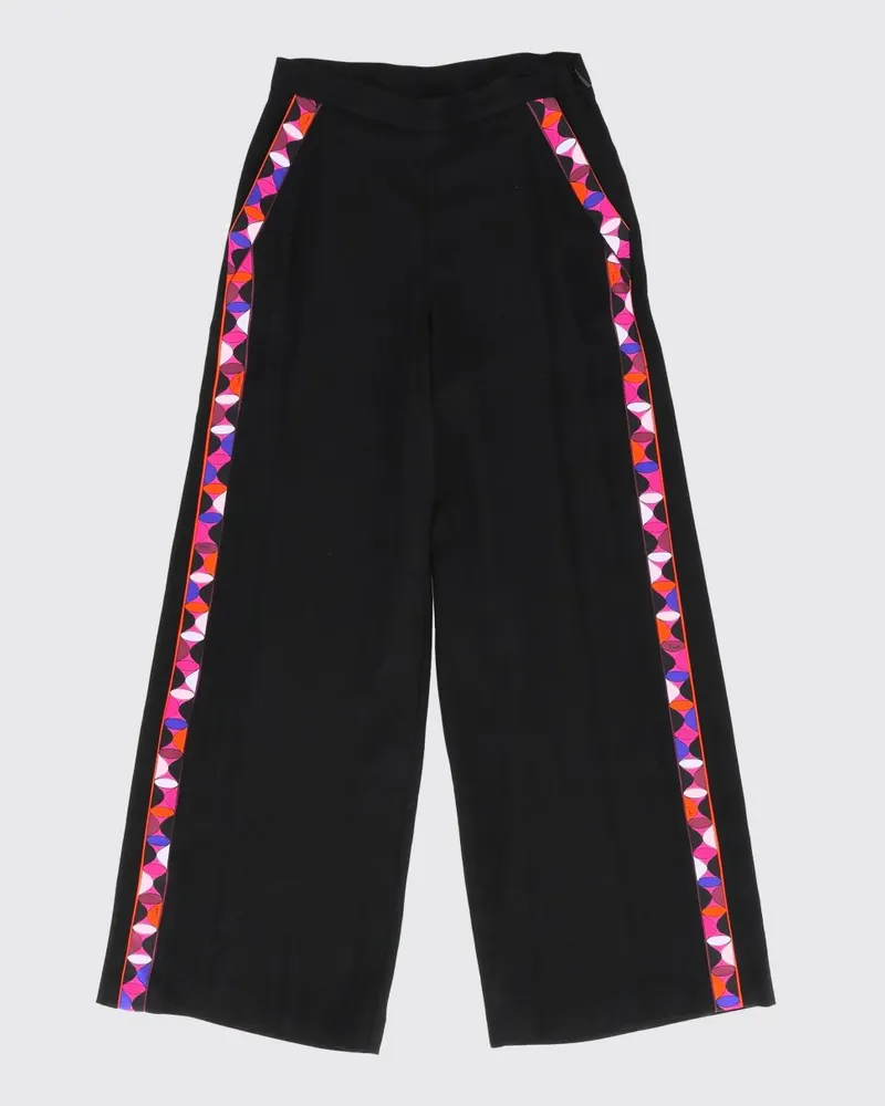 Emilio Pucci Palazzo-Hose für Mädchen aus Viskose mit abstraktem Muster Schwarz