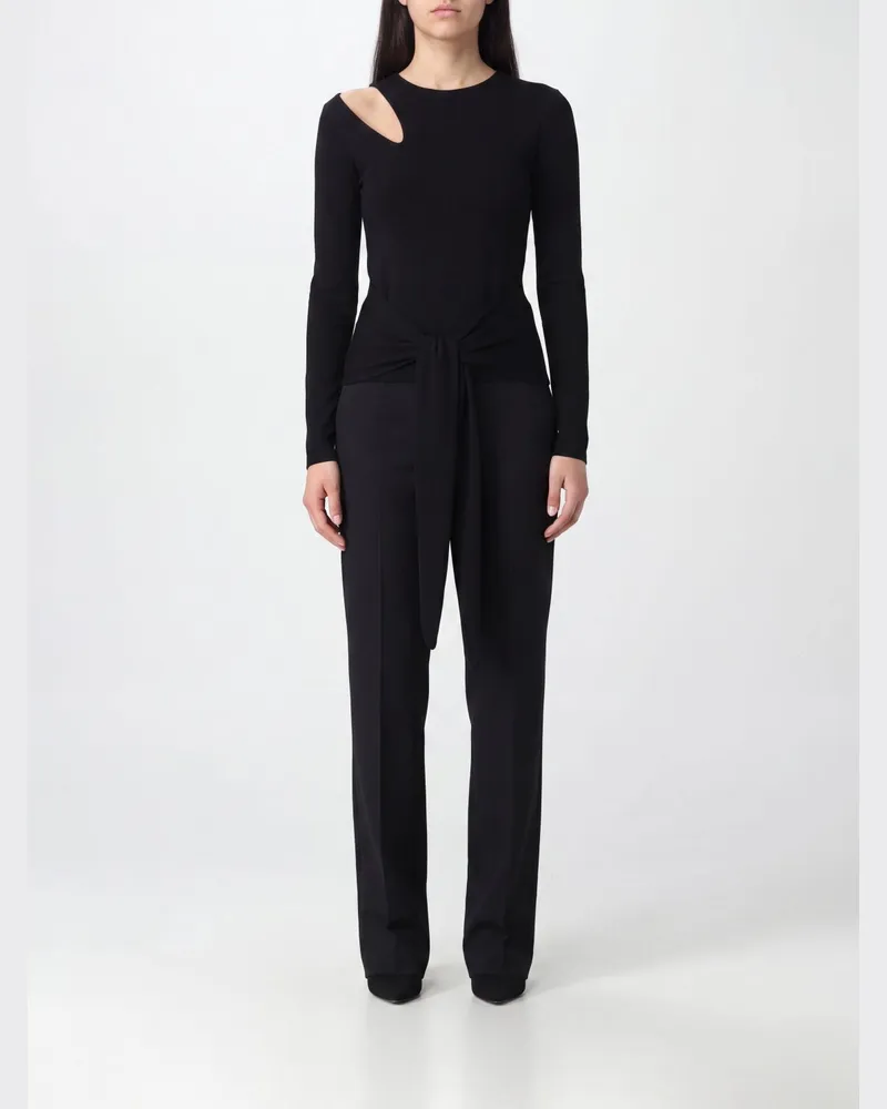 Federica Tosi Slim-Fit Pullover aus Viskose mit Cut-Out-Details und langen Ärmeln Schwarz