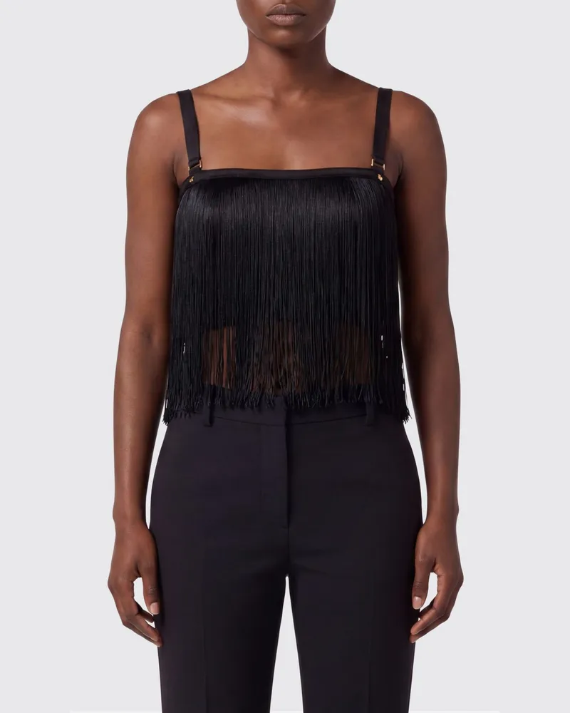 Elisabetta Franchi Fransen-Tüll-Crop-Top Schwarz