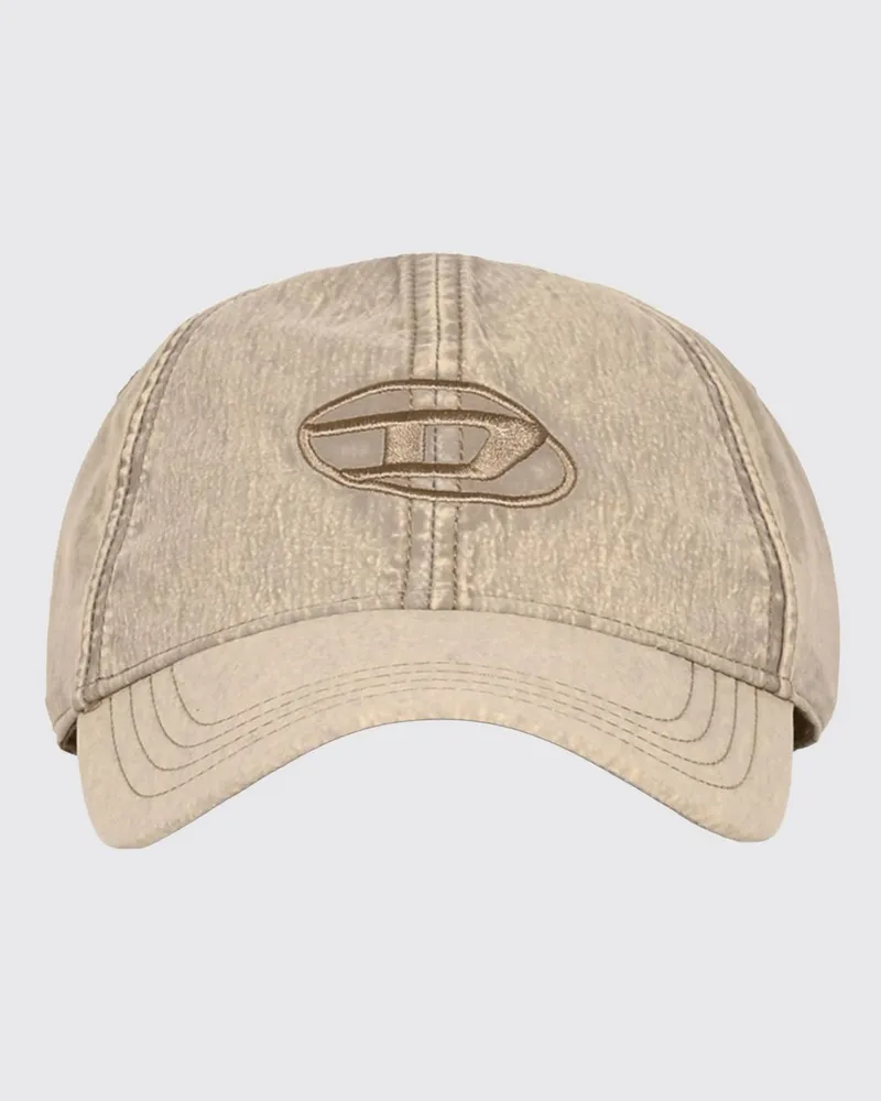 Diesel Baseballkappe aus recyceltem Nylon mit gesticktem Oval-D-Logo Beige