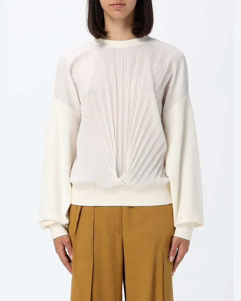 Twin-Set Plissiertes Sweatshirt aus Viskosemischung Weiß