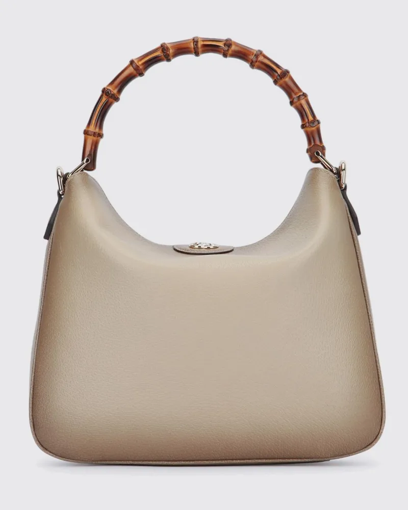 Gucci Diana Handtasche von aus genarbtem Leder mit Bambusgriff und GG-Logo Beige