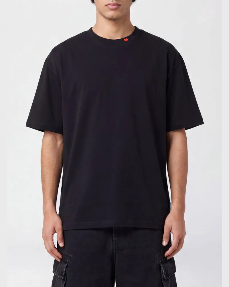 Vision Of Super Baumwoll-T-Shirt mit Rundhalsausschnitt und überschnittenen Schultern Schwarz