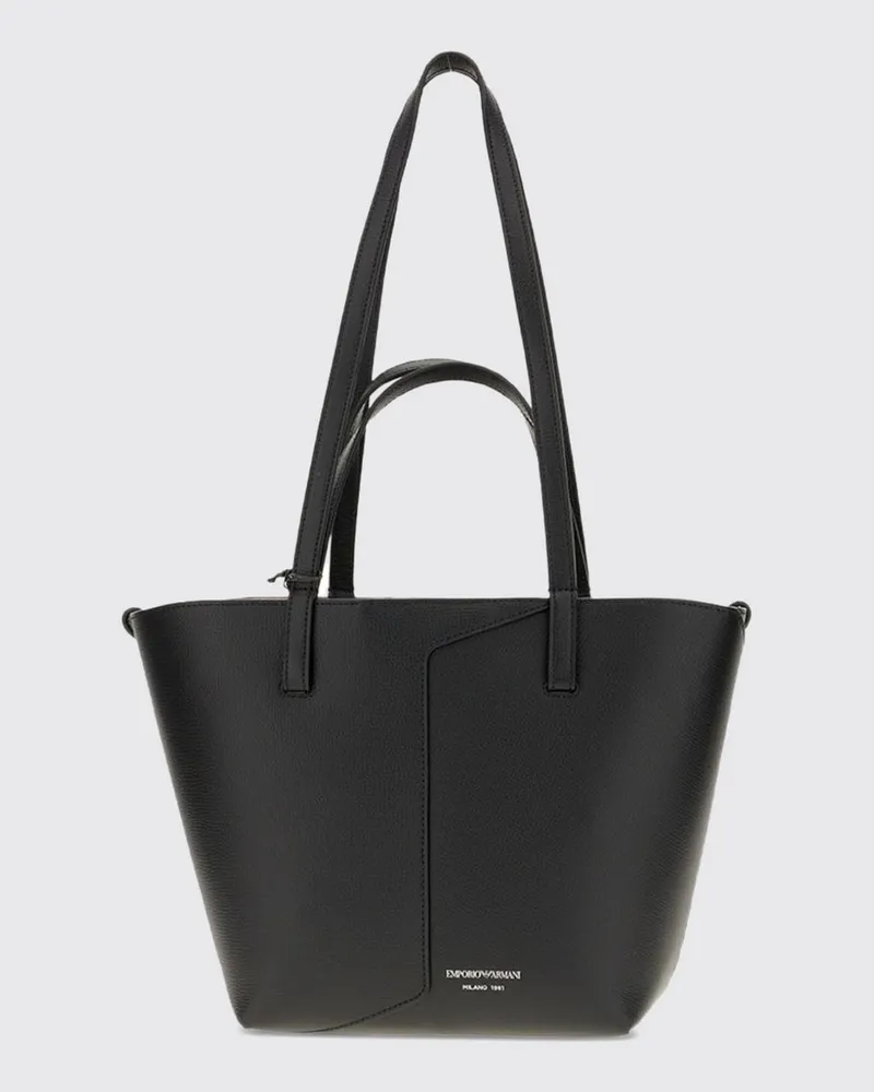 Emporio Armani 1981 Tote-Bag aus Rindsleder mit herausnehmbarer Pochette Schwarz