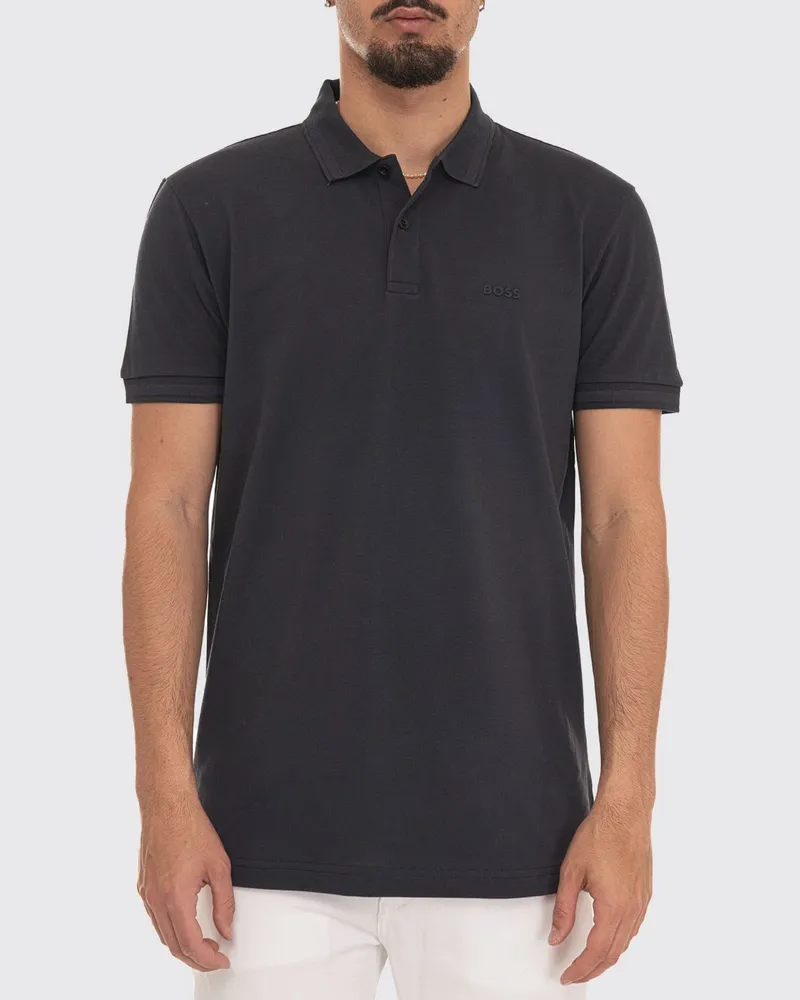HUGO BOSS Baumwoll-Polohemd Blau