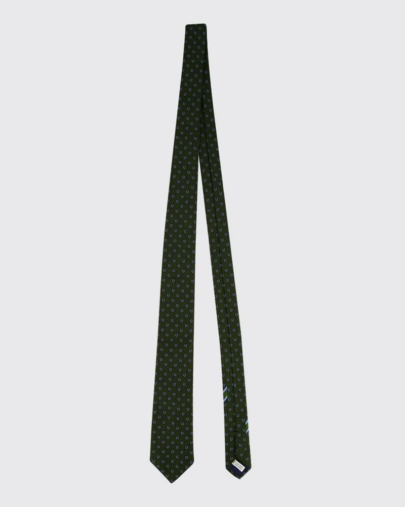 Ferragamo Seidenkrawatte mit durchgehendem Gancini-Monogrammmuster Grün