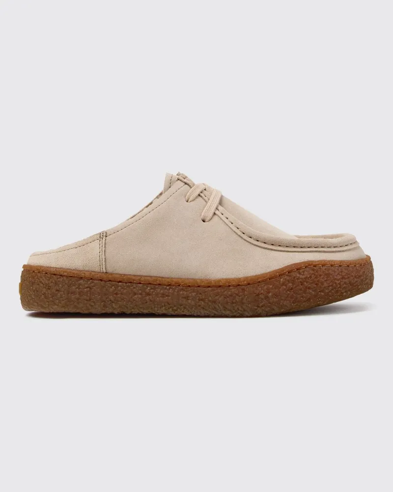 Camper Peu Terreno Wildleder-Mules mit verstellbaren Riemen und niedrigem Absatz Beige
