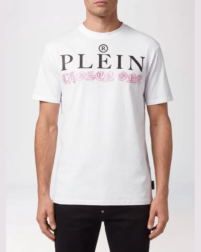 Philipp Plein Baumwoll-T-Shirt mit Rundhals und Logo-Schriftzug-Print Weiß