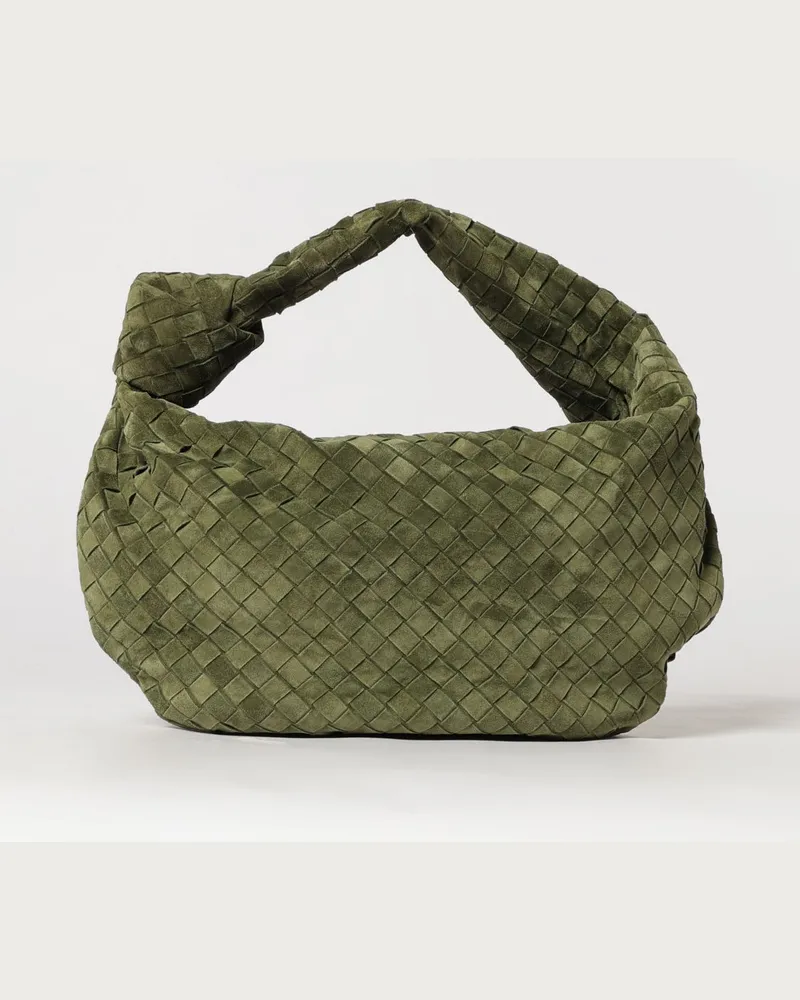 Bottega Veneta Schultertasche Jodie aus geflochtenem Veloursleder mit geknotetem Griff Grün